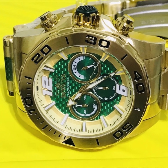 Invicta Men 53mm Speedway Chronograph Green Dial, Gold, Green Tone  Watch - Picture 2 of 12